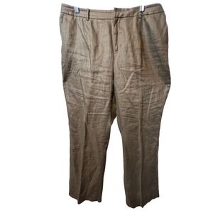 Lauren Ralph Lauren Womens Linen Dress Pants Lightweight‎ Brown Size 14WP